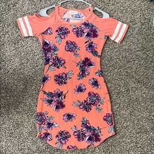 No Comment Elegant Coral Bodycon Floral Midi Dress